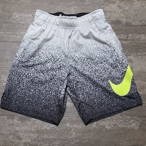 Nike Black and White Gradient Boys Shorts with Yellow Swoosh